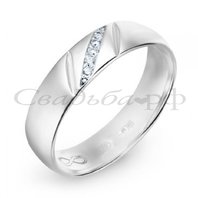 Обручальное кольцо R01-WED-00017-М12410 из белого золота, гладкое